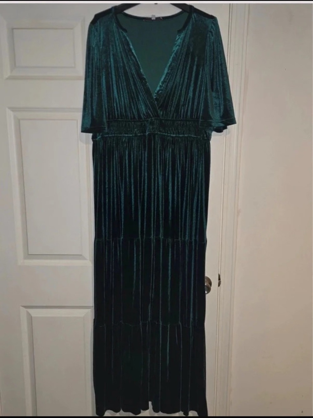 Baltic Born Deep Teal Velvet Maxi Dress with V-Neck